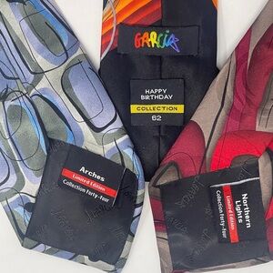 Lot of 3 Jerry Garcia Silk Ties Limited Edition Northern Lights Arches 62